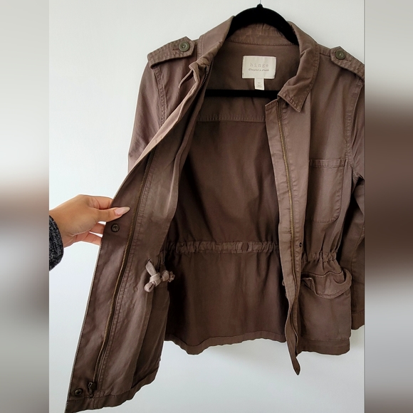 HINGE Khaki Brown Utility Jacket - Size XS - Picture 5 of 9